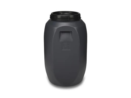 Bidón plastico 60L gris uso alimenatrio.