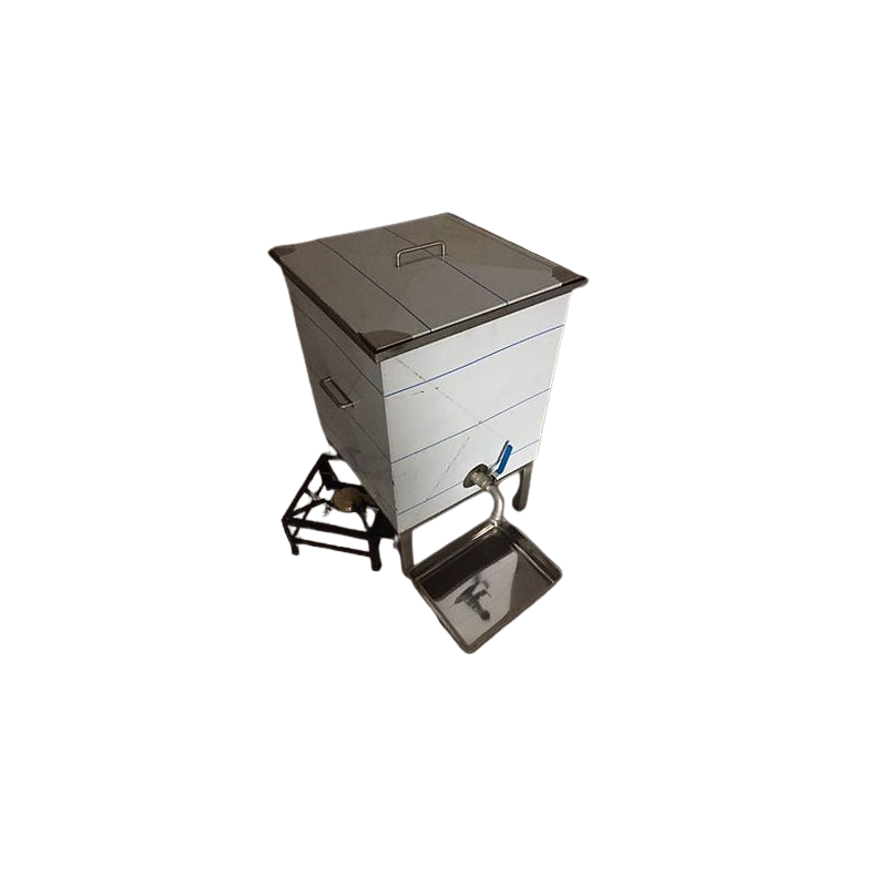Caldera inox multifunción para cera y cuadros – uso a gas, leña o eléctrico.